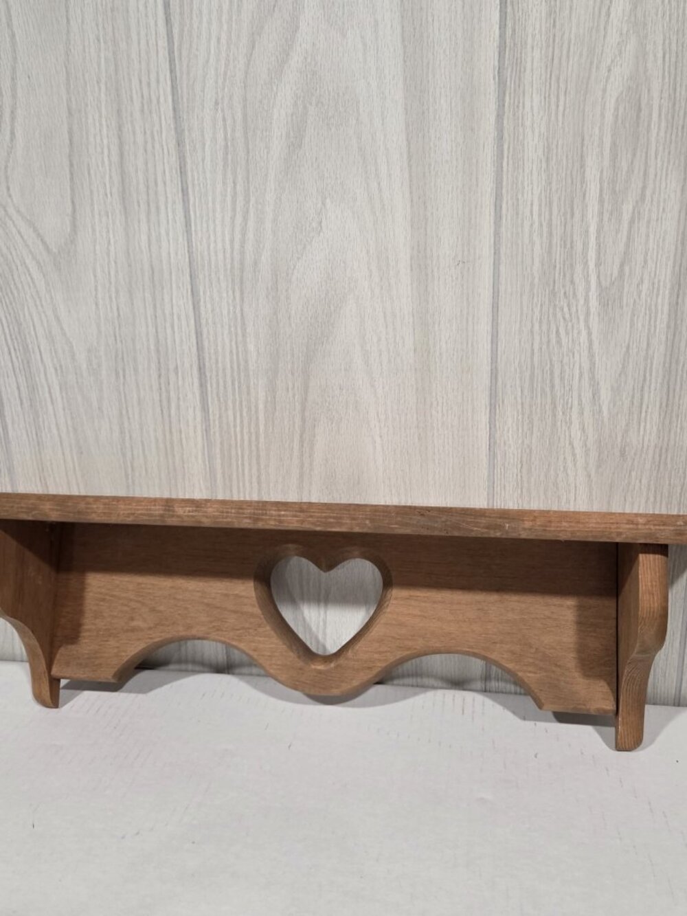 Rustic Wood Wall Shelf Heart Cutout Country Decor Wooden Display Shelf 23x7x6